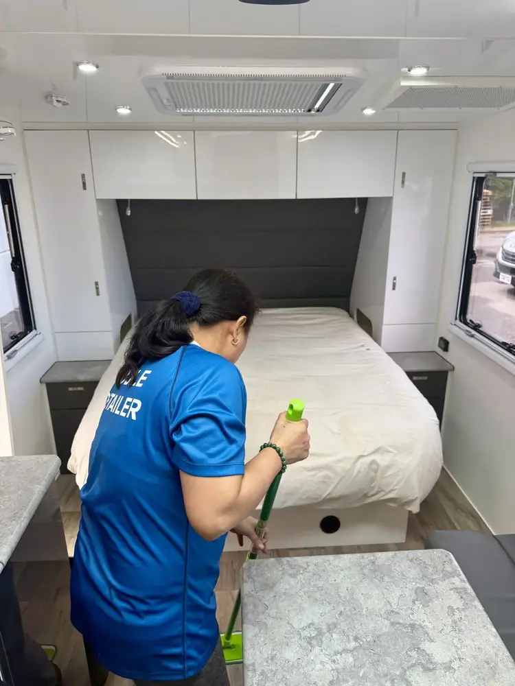 Caravan interior detailing, bedroom clean, Perth